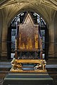 Image 46King Edward's Chair in Westminster Abbey. A 13th-century wooden throne on which the British monarch sits when he or she is crowned at the coronation, swearing to uphold the law and the church. The monarchy is apolitical and impartial, with a largely symbolic role as head of state. (from Culture of the United Kingdom)
