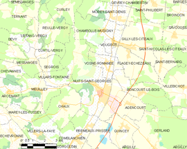 Mapa obce Nuits-Saint-Georges