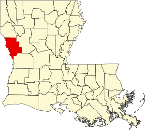 Map of Louisiana highlighting Sabine Parish