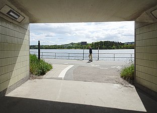 Gångtunneln under Bergshamraleden, vy söderut, 2020.