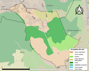 Carte en couleurs présentant l'occupation des sols.