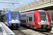 Two trains (SNCF and CFL) at Luxembourg railway station