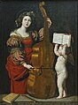 Un violone de la família de la viola de gamba, en un quadre de Domenichino