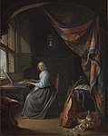 Kvinna vid klavikord av Gerrit Dou, omkring 1665