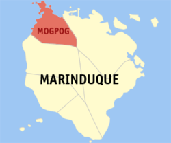 Bản đồ Marinduque với vị trí của Mogpog.