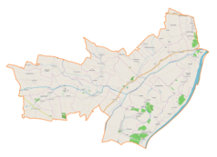 Mapa konturowa gminy Samborzec, blisko centrum po prawej na dole znajduje się punkt z opisem „Zajeziorze”