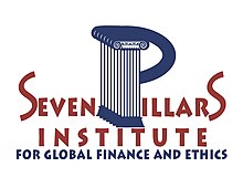 Seven Pillars Institute Logo that displays the title of the respective institution "Seven Pillars Institute for Global Finance and Ethics." The 'p' in pillars is stylised to look like it is seven pillars.