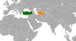 Map indicating locations of Turkey and Turkmenistan