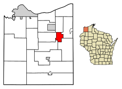 Location of Lake Nebagamon in Douglas County, Wisconsin.