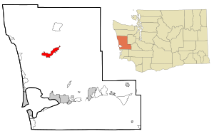 Lage von Humptulips im Grays Harbor County (links) und in Washington (rechts)