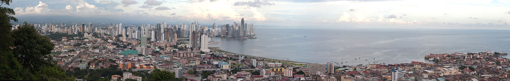 Panama city panoramic view from the top of Ancon hill