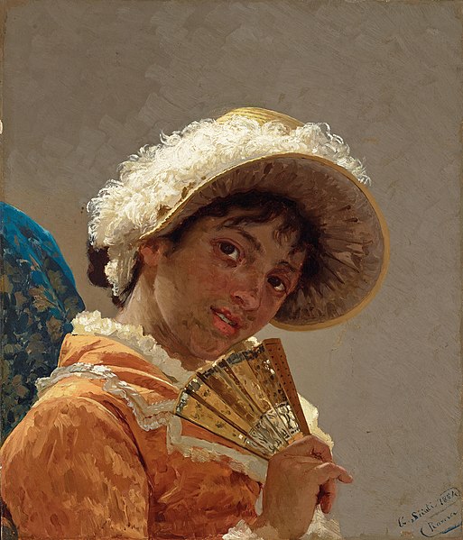 File:Woman with fan (Rome, 1884), by Giuseppe Sciuti.jpg