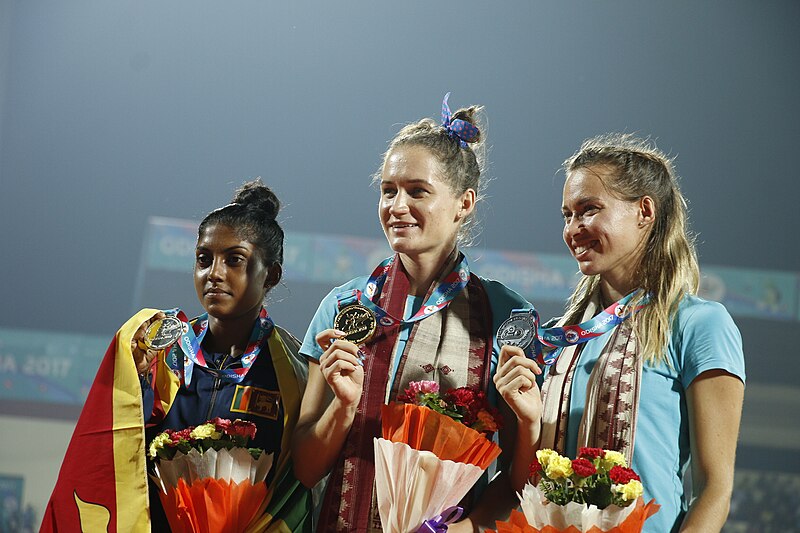 File:Women 200m VIKTORIYA ZYABKINA(Gold), Rumeshika Kumari Rathnay Of SRI LANKA(Silver) And Olga SAFRONOVA(Bronze) Of KAZAKHSTAN.jpg