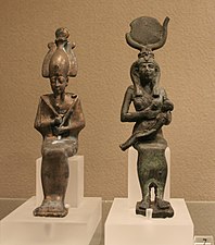 Statuetten des Osiris und der Isis mit Horus