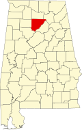 Map of Alabama highlighting Cullman County