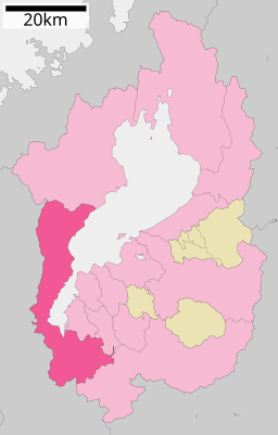 Ōtsus läge i Shiga prefektur      Städer      Landskommuner