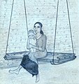 Image 17Woman rocking a traditional Maldivian swingbed (un'dholi) holding a baby in local fashion. (from Culture of the Maldives)