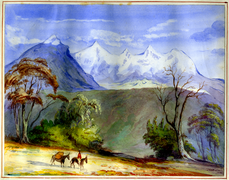 Nevado del Quindio, province of Cauca aquarel by Manuel María Paz (1853)