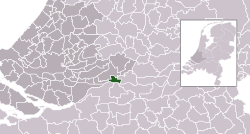 Highlighted position of Gorinchem in a municipal map of South Holland