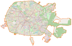 Mapa konturowa Mińska, blisko górnej krawiędzi znajduje się punkt z opisem „Kuropaty”