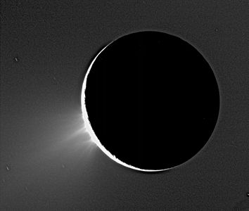 Plumes above the limb of Enceladus feeding the E ring