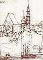 Katedral Warsawa (kiri) dan Gereja Yesuit, 1627.