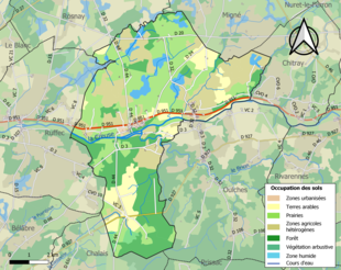 Carte en couleurs présentant l'occupation des sols.