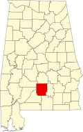 バトラー郡の位置を示したアラバマ州の地図