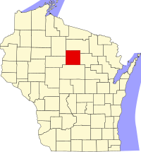 Map of Wisconsin highlighting Lincoln County