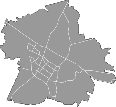 Mapa konturowa Tychów, po lewej nieco u góry znajduje się punkt z opisem „Tychy”