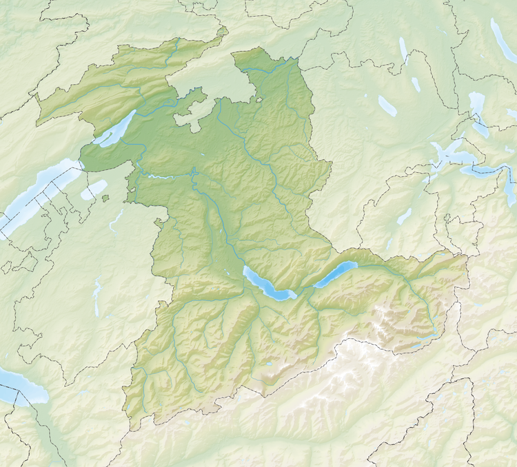 Map of the Canton of Bern showing locations of castles.