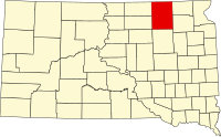 Map of Južna Dakota highlighting Brown County