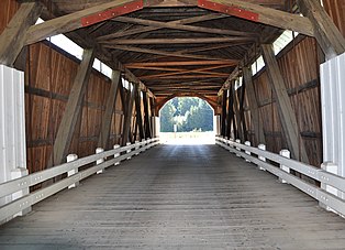 Interior of the Hayden Bridge, west of Alsea, Oregon.