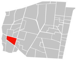 Location of Colonia Insurgentes Mixcoac (in red) within Benito Juárez borough