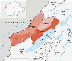 Karte von Region Montagnes