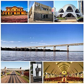 De cima para baixo, da esquerda para a direita: Antiga Estação Férrea hoje Centro Cultural, a Câmara Municipal de Vereadores, a Igreja Matriz São Francisco de Borja, a Ponte Internacional da Integração Brasil - Argentina, Pórtico de Entrada da cidade, Estátua de Getúlio Vargas na praça XV de Novembro, interior da Igreja Matriz.