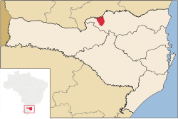 Localização de Irineópolis em Santa Catarina