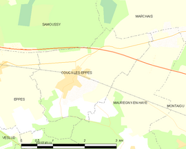 Mapa obce Coucy-lès-Eppes