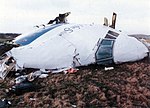 Débris de la section avant du Boeing 747 de Pan Am, baptisé Clipper Maid of the Seas, près du village de Lockerbie en Écosse.