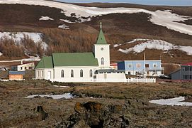 In the 18th century, during the Mývatn fires of Krafla, the lava almost overrun the church.