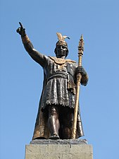 Statue de Manco Cápac sur la Plaza Manco Cápac, district de La Victoria (Lima), Pérou.