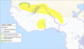 Map of livelihood distributions in 1400 BCE Western Africa