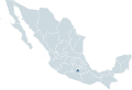 Locator map for the state of Morelos within Mexico.