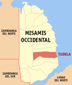 Map of Misamis Occidental with Tudela highlighted