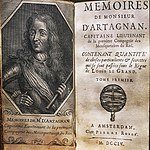 Titelpagina en gravure uit de "memoires" van Courtilz de Sandras, deel 3 gedrukt te Amsterdam (1704)