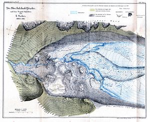 Der Ober-Sulzbach-Gletscher nach den Originalaufnahmen von E. Richter 1880 und 1882.