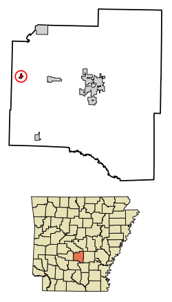 Location of Poyen in Grant County, Arkansas.