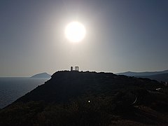 Temple of Poseidon cape Sounio 1 hour before sunset July 2018.jpg