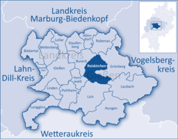 Läget för Reiskirchen i Landkreis Gießen