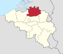 Provinsens läge i Belgien
